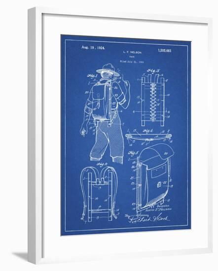 PP342-Blueprint Trapper Nelson Backpack 1924 Patent Poster-Cole Borders-Framed Giclee Print