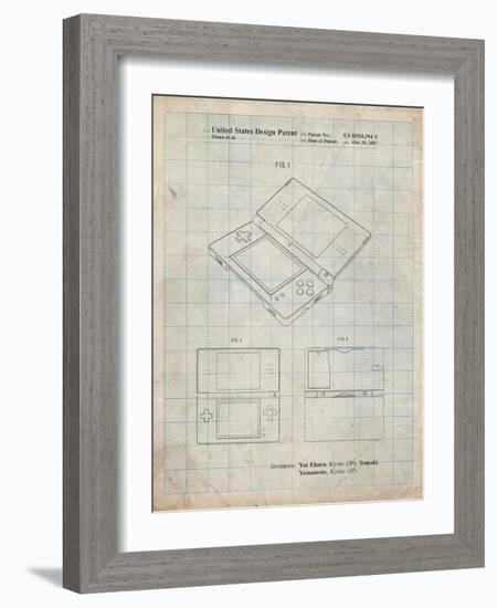 PP346-Antique Grid Parchment Nintendo DS Patent Poster-Cole Borders-Framed Giclee Print