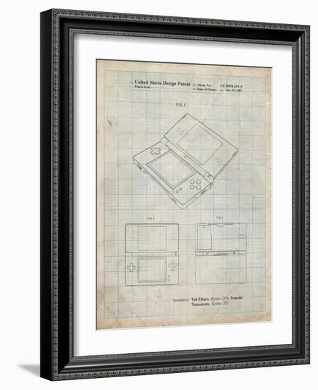 PP346-Antique Grid Parchment Nintendo DS Patent Poster-Cole Borders-Framed Giclee Print