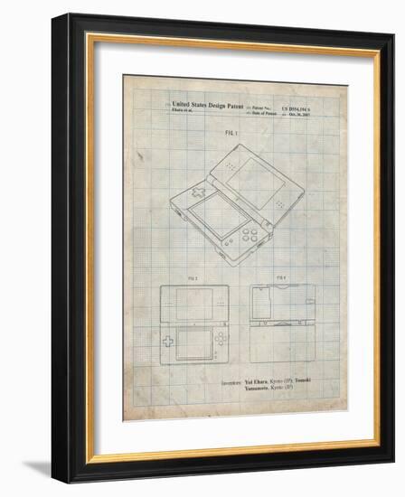 PP346-Antique Grid Parchment Nintendo DS Patent Poster-Cole Borders-Framed Giclee Print