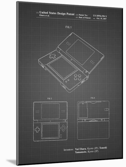 PP346-Black Grid Nintendo DS Patent Poster-Cole Borders-Mounted Giclee Print