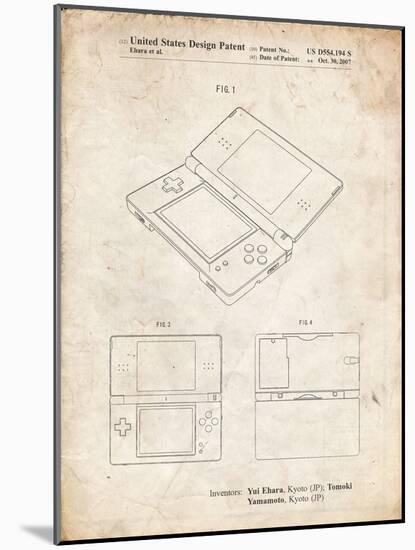 PP346-Vintage Parchment Nintendo DS Patent Poster-Cole Borders-Mounted Giclee Print