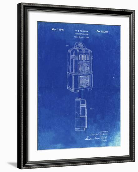 PP347-Faded Blueprint Jukebox Patent Poster-Cole Borders-Framed Giclee Print