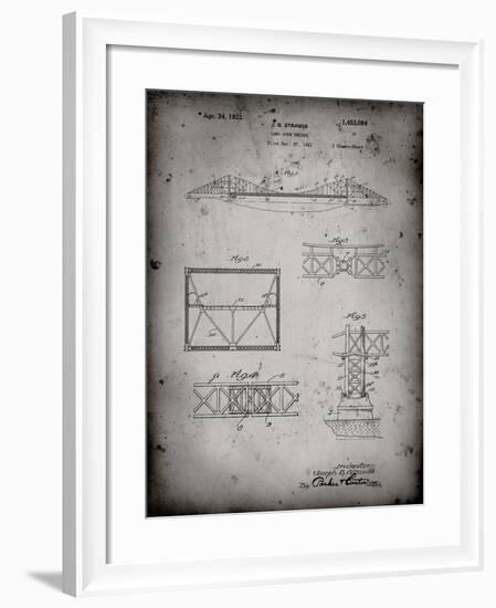 PP350-Faded Grey Golden Gate Bridge Patent Poster-Cole Borders-Framed Giclee Print