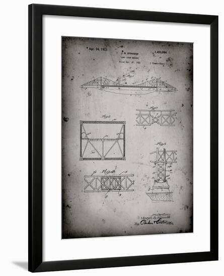 PP350-Faded Grey Golden Gate Bridge Patent Poster-Cole Borders-Framed Giclee Print
