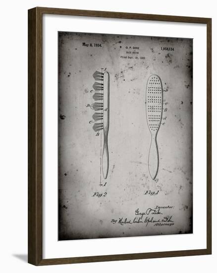 PP352-Faded Grey Wooden Hair Brush 1933 Patent Poster-Cole Borders-Framed Giclee Print