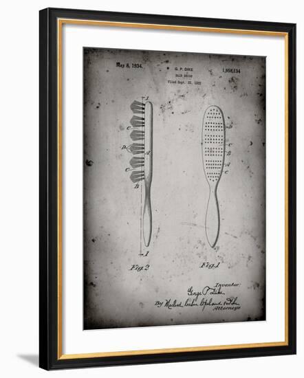 PP352-Faded Grey Wooden Hair Brush 1933 Patent Poster-Cole Borders-Framed Giclee Print
