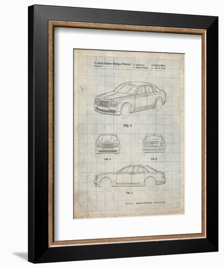 PP353-Antique Grid Parchment Bentley Phantom Patent Poster-Cole Borders-Framed Giclee Print