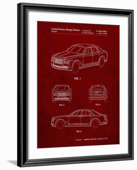 PP353-Burgundy Bentley Phantom Patent Poster-Cole Borders-Framed Giclee Print