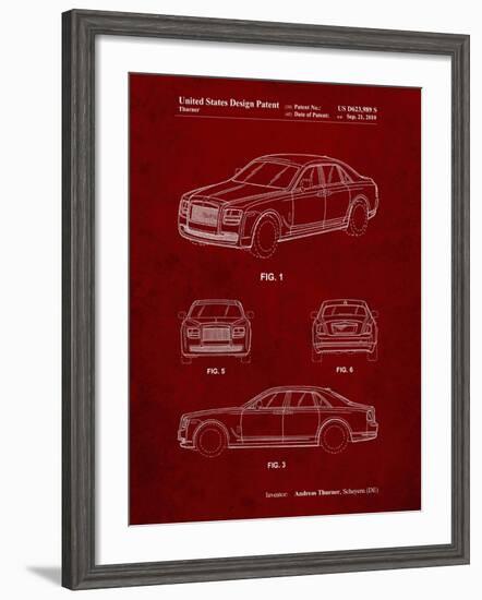 PP353-Burgundy Bentley Phantom Patent Poster-Cole Borders-Framed Giclee Print