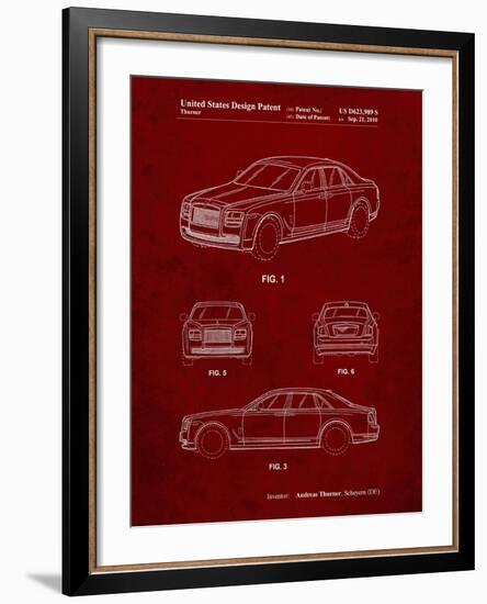 PP353-Burgundy Bentley Phantom Patent Poster-Cole Borders-Framed Giclee Print