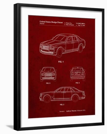 PP353-Burgundy Bentley Phantom Patent Poster-Cole Borders-Framed Giclee Print