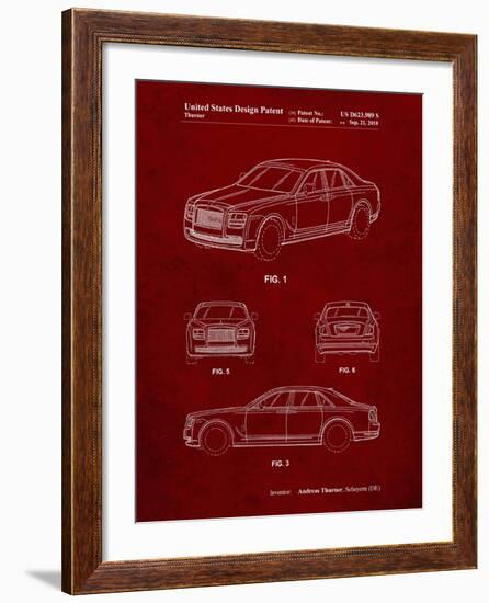 PP353-Burgundy Bentley Phantom Patent Poster-Cole Borders-Framed Giclee Print
