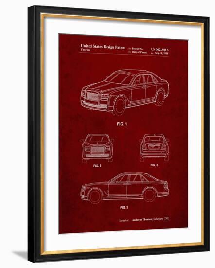 PP353-Burgundy Bentley Phantom Patent Poster-Cole Borders-Framed Giclee Print