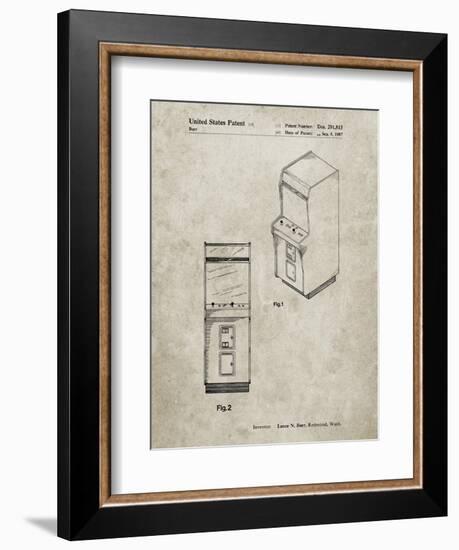 PP357-Sandstone Arcade Game Cabinet Front Figure Patent Poster-Cole Borders-Framed Giclee Print