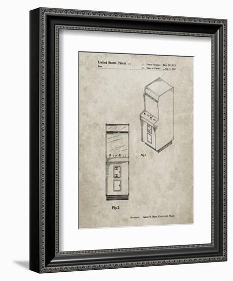 PP357-Sandstone Arcade Game Cabinet Front Figure Patent Poster-Cole Borders-Framed Giclee Print