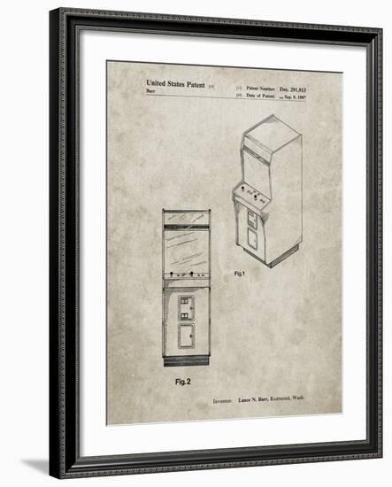 PP357-Sandstone Arcade Game Cabinet Front Figure Patent Poster-Cole Borders-Framed Giclee Print