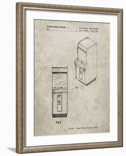 PP357-Sandstone Arcade Game Cabinet Front Figure Patent Poster-Cole Borders-Framed Giclee Print