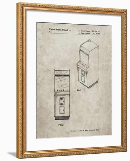 PP357-Sandstone Arcade Game Cabinet Front Figure Patent Poster-Cole Borders-Framed Giclee Print