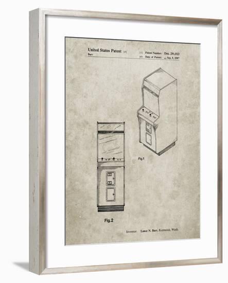 PP357-Sandstone Arcade Game Cabinet Front Figure Patent Poster-Cole Borders-Framed Giclee Print