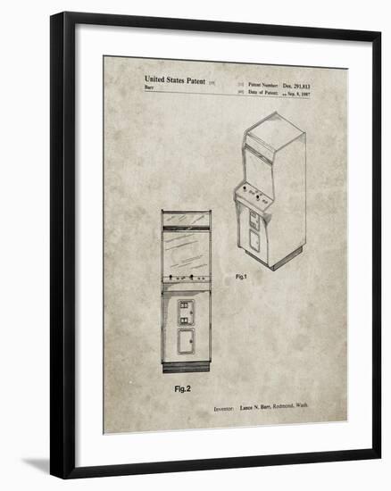 PP357-Sandstone Arcade Game Cabinet Front Figure Patent Poster-Cole Borders-Framed Giclee Print