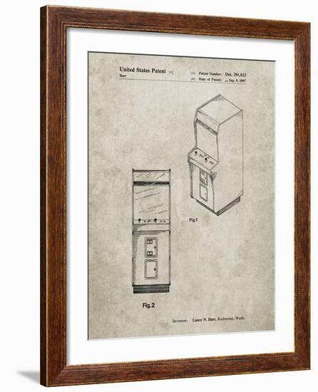 PP357-Sandstone Arcade Game Cabinet Front Figure Patent Poster-Cole Borders-Framed Giclee Print