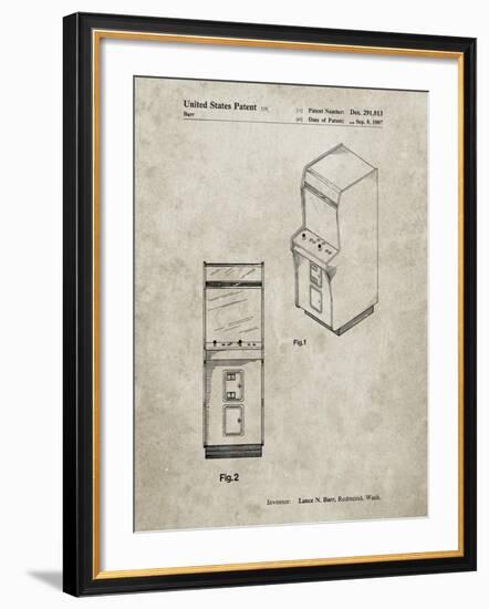 PP357-Sandstone Arcade Game Cabinet Front Figure Patent Poster-Cole Borders-Framed Giclee Print