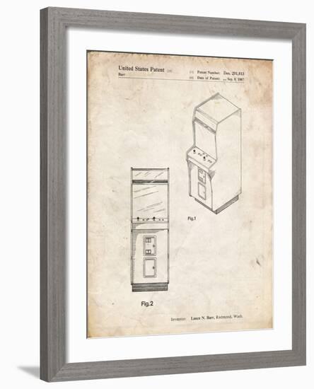 PP357-Vintage Parchment Arcade Game Cabinet Front Figure Patent Poster-Cole Borders-Framed Giclee Print