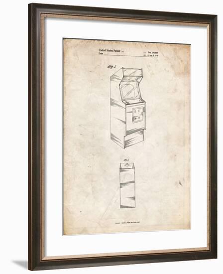 PP362-Vintage Parchment Arcade Game Cabinet Patent Poster-Cole Borders-Framed Giclee Print