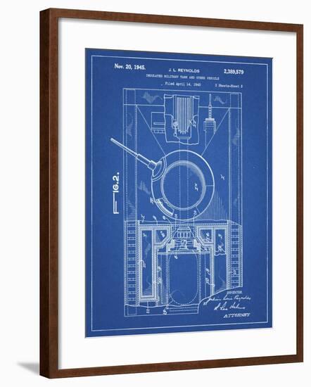 PP365-Blueprint Insulated Military Tank Patent Poster-Cole Borders-Framed Giclee Print