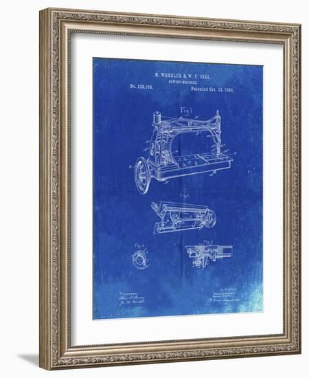 PP37 Faded Blueprint-Borders Cole-Framed Giclee Print