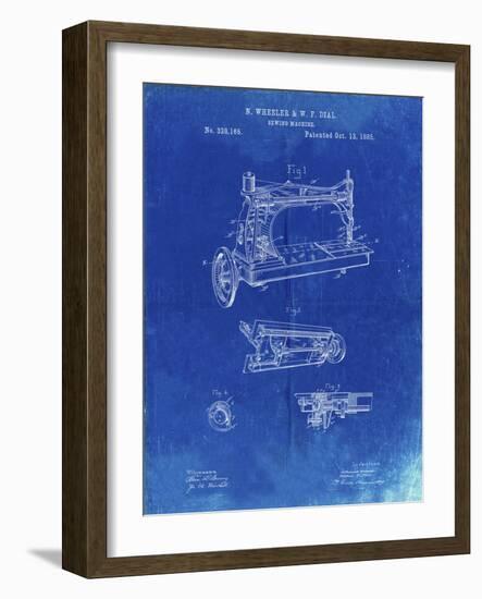 PP37 Faded Blueprint-Borders Cole-Framed Giclee Print