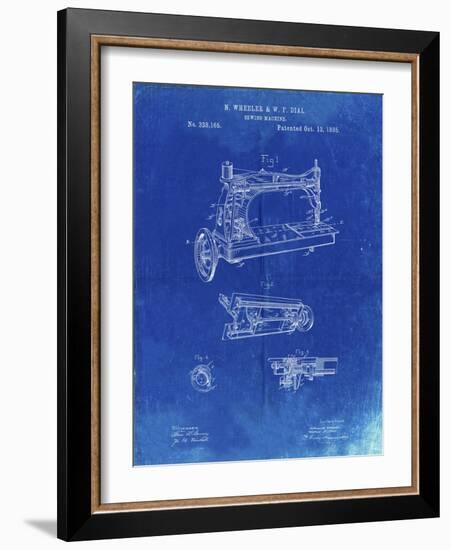 PP37 Faded Blueprint-Borders Cole-Framed Giclee Print