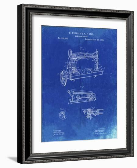 PP37 Faded Blueprint-Borders Cole-Framed Giclee Print