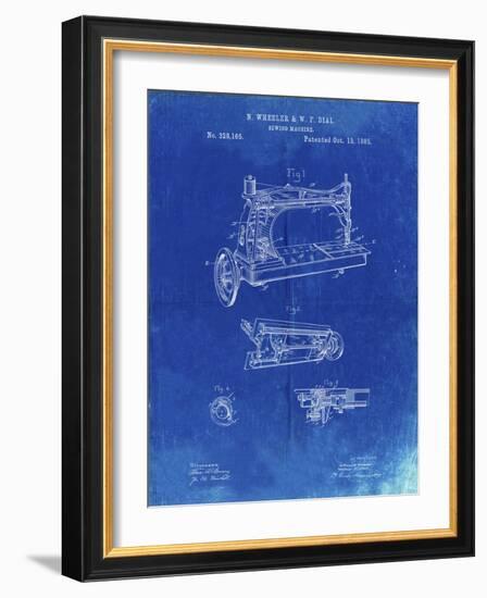 PP37 Faded Blueprint-Borders Cole-Framed Giclee Print