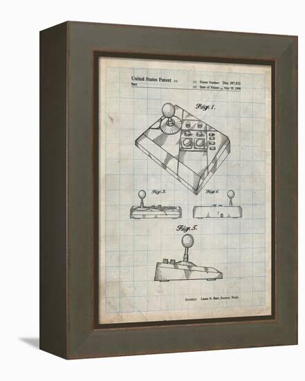 PP374-Antique Grid Parchment Nintendo Joystick Patent Poster-Cole Borders-Framed Premier Image Canvas