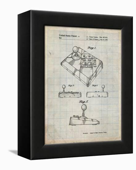 PP374-Antique Grid Parchment Nintendo Joystick Patent Poster-Cole Borders-Framed Premier Image Canvas