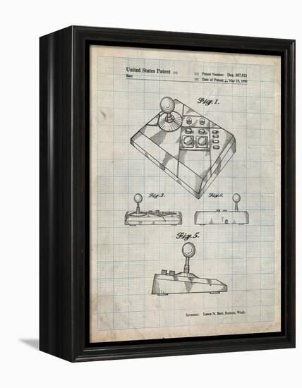 PP374-Antique Grid Parchment Nintendo Joystick Patent Poster-Cole Borders-Framed Premier Image Canvas