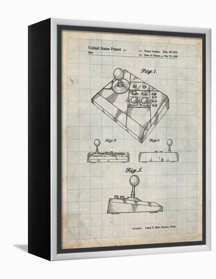 PP374-Antique Grid Parchment Nintendo Joystick Patent Poster-Cole Borders-Framed Premier Image Canvas