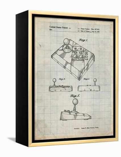 PP374-Antique Grid Parchment Nintendo Joystick Patent Poster-Cole Borders-Framed Premier Image Canvas