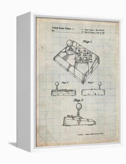 PP374-Antique Grid Parchment Nintendo Joystick Patent Poster-Cole Borders-Framed Premier Image Canvas
