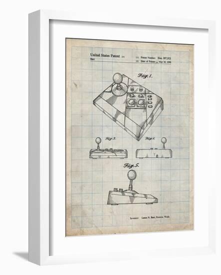 PP374-Antique Grid Parchment Nintendo Joystick Patent Poster-Cole Borders-Framed Giclee Print