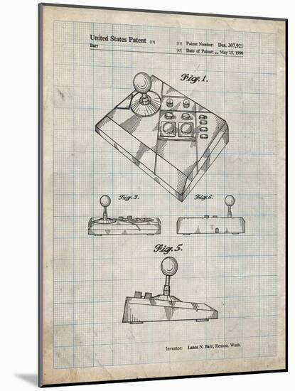 PP374-Antique Grid Parchment Nintendo Joystick Patent Poster-Cole Borders-Mounted Giclee Print