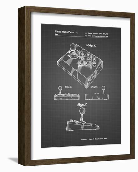 PP374-Black Grid Nintendo Joystick Patent Poster-Cole Borders-Framed Giclee Print