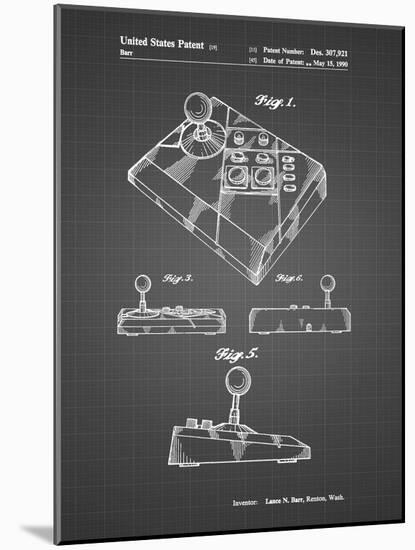 PP374-Black Grid Nintendo Joystick Patent Poster-Cole Borders-Mounted Giclee Print
