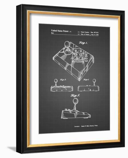 PP374-Black Grid Nintendo Joystick Patent Poster-Cole Borders-Framed Giclee Print