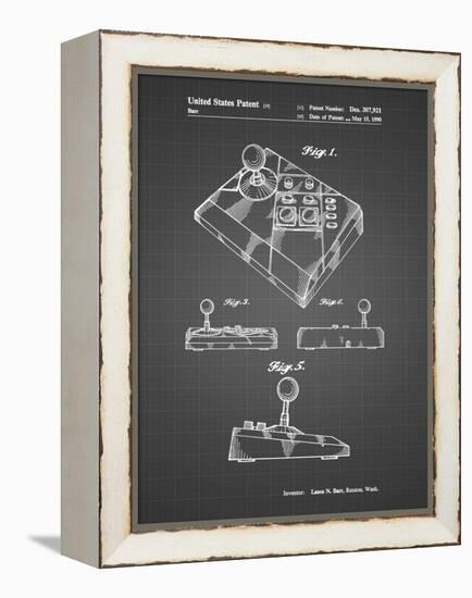 PP374-Black Grid Nintendo Joystick Patent Poster-Cole Borders-Framed Premier Image Canvas