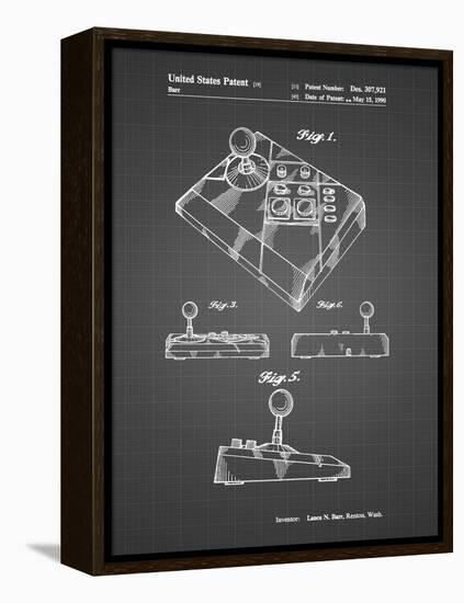 PP374-Black Grid Nintendo Joystick Patent Poster-Cole Borders-Framed Premier Image Canvas