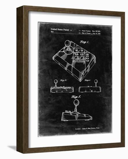 PP374-Black Grunge Nintendo Joystick Patent Poster-Cole Borders-Framed Giclee Print