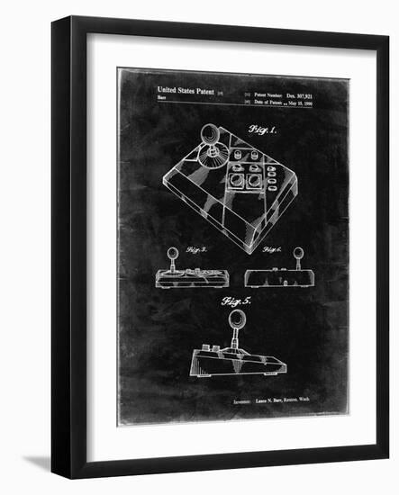 PP374-Black Grunge Nintendo Joystick Patent Poster-Cole Borders-Framed Giclee Print